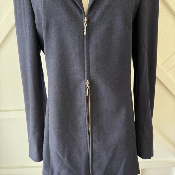 Escada Navy Wool Double Zipper Blazer Size Small (36 EU) - Picture 5 of 13